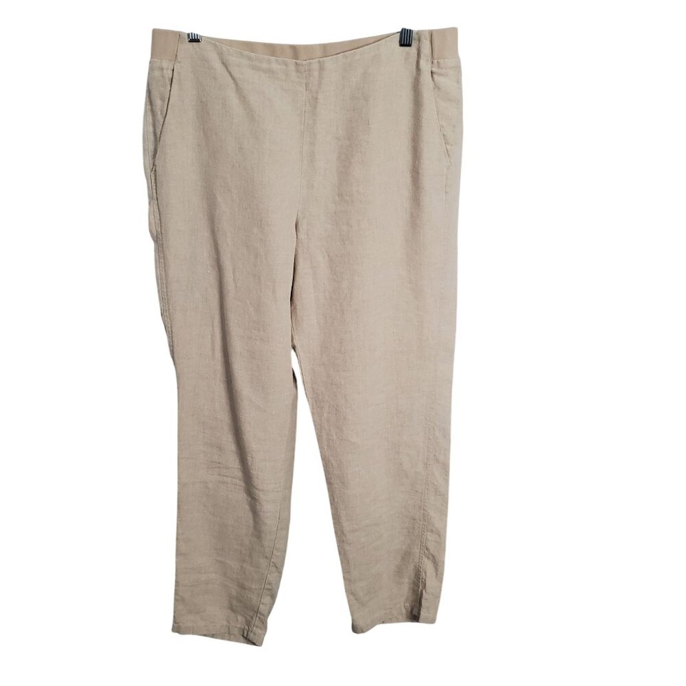 J Jill Love Linen Size M Pants Slacks Neutral Pull On Pockets Lightweight